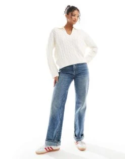 Bershka Oversized Cable Knit Jumper In Ecru For Women -Chic Maze Sales 207590814 4