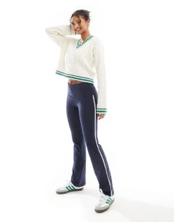 Bershka Contrast Trim Cricket Jumper In White For Women -Chic Maze Sales 207590854 4