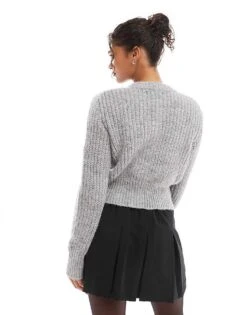 Bershka Chunky Cardigan In Grey For Women -Chic Maze Sales 207590866 2