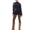 Bershka Gold Button Detail High Neck Jumper And Shorts Co-ord In Navy -Chic Maze Sales 207590872 4