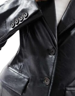 Bershka Bersha Fitted Faux Leather Trench In Black For Women -Chic Maze Sales 207590916 4