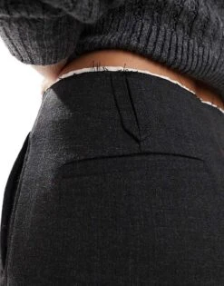 Bershka Raw Edge Wide Leg Tailored Trousers In Black For Women -Chic Maze Sales 207603444 5