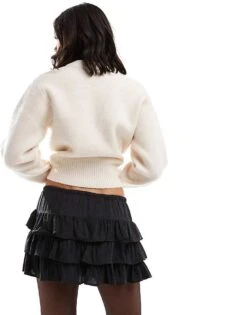 Bershka Tiered Mini Skirt In Dark Grey For Women -Chic Maze Sales 207603523 3