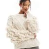 Bershka Chunky Textured Cable Knit Jumper In Ecru For Women -Chic Maze Sales 207627610 1 ecru