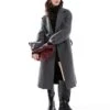 Bershka Wool Trench Coat In Dark Grey For Women -Chic Maze Sales 207681055 1 grey