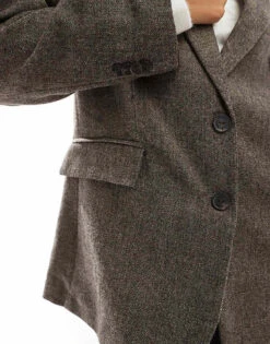 Bershka Wool Look Oversized Jacket In Brown For Women -Chic Maze Sales 207707590 3