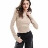 Bershka Bardot Knitted Jumper In Taupe For Women -Chic Maze Sales 207789068 1 taupe