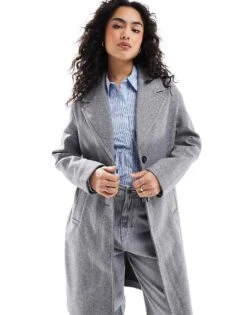 Bershka Oversized Tailored Coat In Grey For Women -Chic Maze Sales 207789324 4