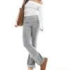 Bershka Fold Over Waistband Soft Touch Flared Trousers In Grey For Women -Chic Maze Sales 207789350 1 grey