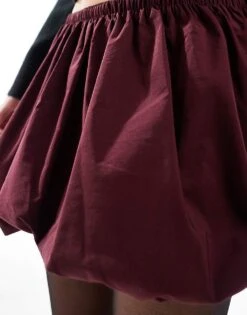 Bershka Puffball Mini Skirt In Burgundy For Women -Chic Maze Sales 207790092 4