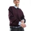 Bershka Oversized Sweatshirt In Burgundy For Women -Chic Maze Sales 207829298 1 burgundy
