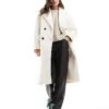 Bershka Wool Look Drop Shoulder Coat In Ecru For Women -Chic Maze Sales 207829330 1 ecru
