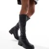 Bershka Knee High Clean Boots In Black For Women -Chic Maze Sales 207842180 1 black