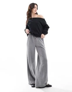 Bershka Tie Waist Wide Leg Joggers In Dark Grey For Women -Chic Maze Sales 207875474 1 grey 1