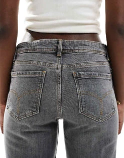 Bershka Low Rise Flared Jeans In Washed Grey For Women -Chic Maze Sales 207924741 4