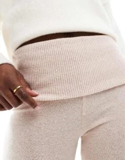 Bershka Fold Over Waistband Soft Touch Flared Trousers In Pink For Women -Chic Maze Sales 207924776 5