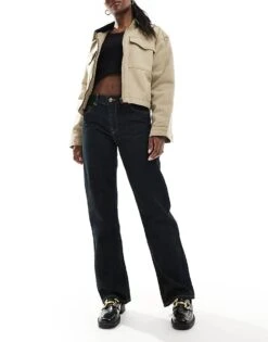 Bershka Straight Leg Jeans In Dark Indigo For Women Dark Blue -Chic Maze Sales 207963374 1 darkblue 1