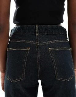 Bershka Straight Leg Jeans In Dark Indigo For Women Dark Blue -Chic Maze Sales 207963374 5