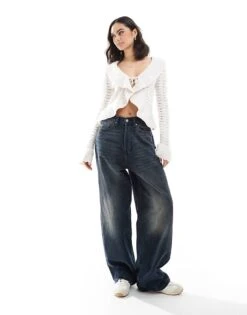 Bershka Tie Front Cardigan In Ecru For Women -Chic Maze Sales 207963383 4