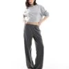 Bershka Wide Leg Soft Knit Joggers In Grey For Women -Chic Maze Sales 208009623 1 grey