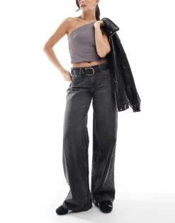 Bershka Baggy Straight Leg Jeans In Dark Grey For Women -Chic Maze Sales 208009641 1 grey 1