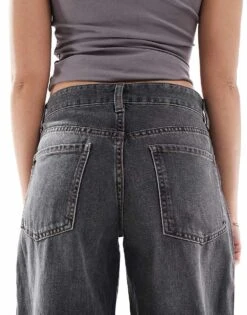 Bershka Baggy Straight Leg Jeans In Dark Grey For Women -Chic Maze Sales 208009641 4
