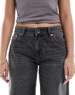 Bershka Baggy Straight Leg Jeans In Dark Grey For Women -Chic Maze Sales 208009641 5
