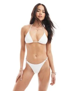 Bershka Triangle Bikini Co-ord In White