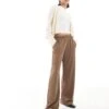 Bershka Wide Leg Soft Knit Joggers In Brown For Women -Chic Maze Sales 208056692 1 brown