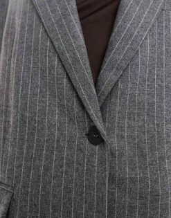Bershka Ultra Oversized Blazer In Grey Stripe For Women -Chic Maze Sales 208056705 3