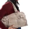 Bershka City Bag With Stud Detail In Beige For Women Multi