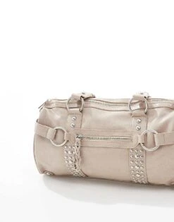 Bershka City Bag With Stud Detail In Beige For Women Multi -Chic Maze Sales 208056718 4