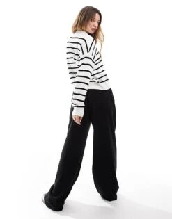 Bershka Lightweight Wide Leg Joggers In Black For Women -Chic Maze Sales 208056743 4