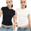 Bershka 2 Pack Short Sleeve Baby Tee In Black & White For Women Multi -Chic Maze Sales 208056749 1 multi