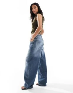 Bershka Petite Slouchy Baggy Jeans In Indigo Wash For Women Dark Blue -Chic Maze Sales 208056755 3