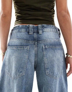 Bershka Petite Slouchy Baggy Jeans In Indigo Wash For Women Dark Blue -Chic Maze Sales 208056755 4