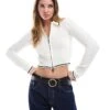 Bershka Cable Knitted Polo Top In Ecru For Women -Chic Maze Sales 208056830 1 ecru