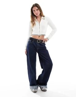 Bershka Cable Knitted Polo Top In Ecru For Women -Chic Maze Sales 208056830 3