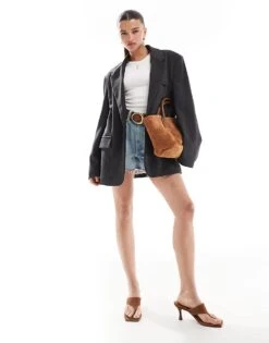 Bershka Oversized Blazer In Dark Grey For Women -Chic Maze Sales 208139004 1 grey 1