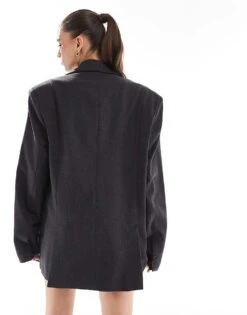 Bershka Oversized Blazer In Dark Grey For Women -Chic Maze Sales 208139004 4