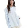 Bershka Oversized Linen Shirt In Light Blue For Women -Chic Maze Sales 208146442 1 blue