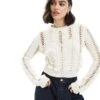 Bershka Open Knitted Top Jumper In Ecru For Women -Chic Maze Sales 208146448 1 ecru