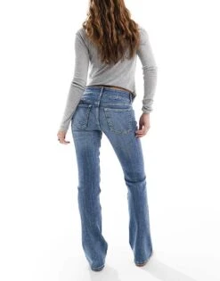 Bershka Low Rise Bootcut Jeans In Dark Wash Blue For Women -Chic Maze Sales 208154672 2