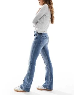 Bershka Low Rise Bootcut Jeans In Dark Wash Blue For Women -Chic Maze Sales 208154672 3