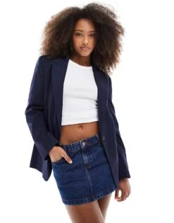 Bershka Oversized Blazer In Navy For Women -Chic Maze Sales 208154681 1 navy 1