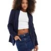 Bershka Oversized Blazer In Navy For Women -Chic Maze Sales 208154681 1 navy