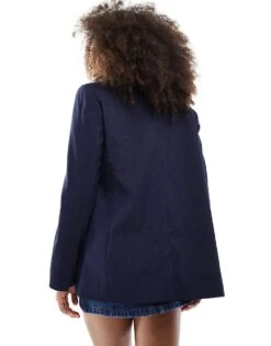 Bershka Oversized Blazer In Navy For Women -Chic Maze Sales 208154681 3