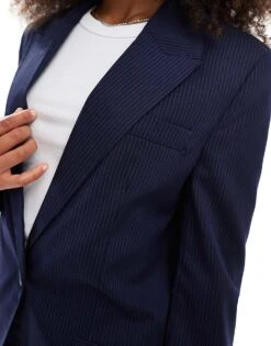 Bershka Oversized Blazer In Navy For Women -Chic Maze Sales 208154681 4