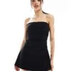 Bershka Bengaline Bandeau Mini Dress In Black For Women -Chic Maze Sales 208154689 1 black
