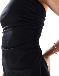 Bershka Bengaline Bandeau Mini Dress In Black For Women -Chic Maze Sales 208154689 3